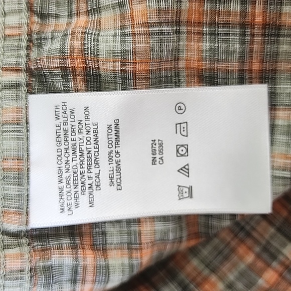 Columbia orange gray plaid pearl snap 2 pocket collared shirt Size Large TALL - Picture 7 of 9